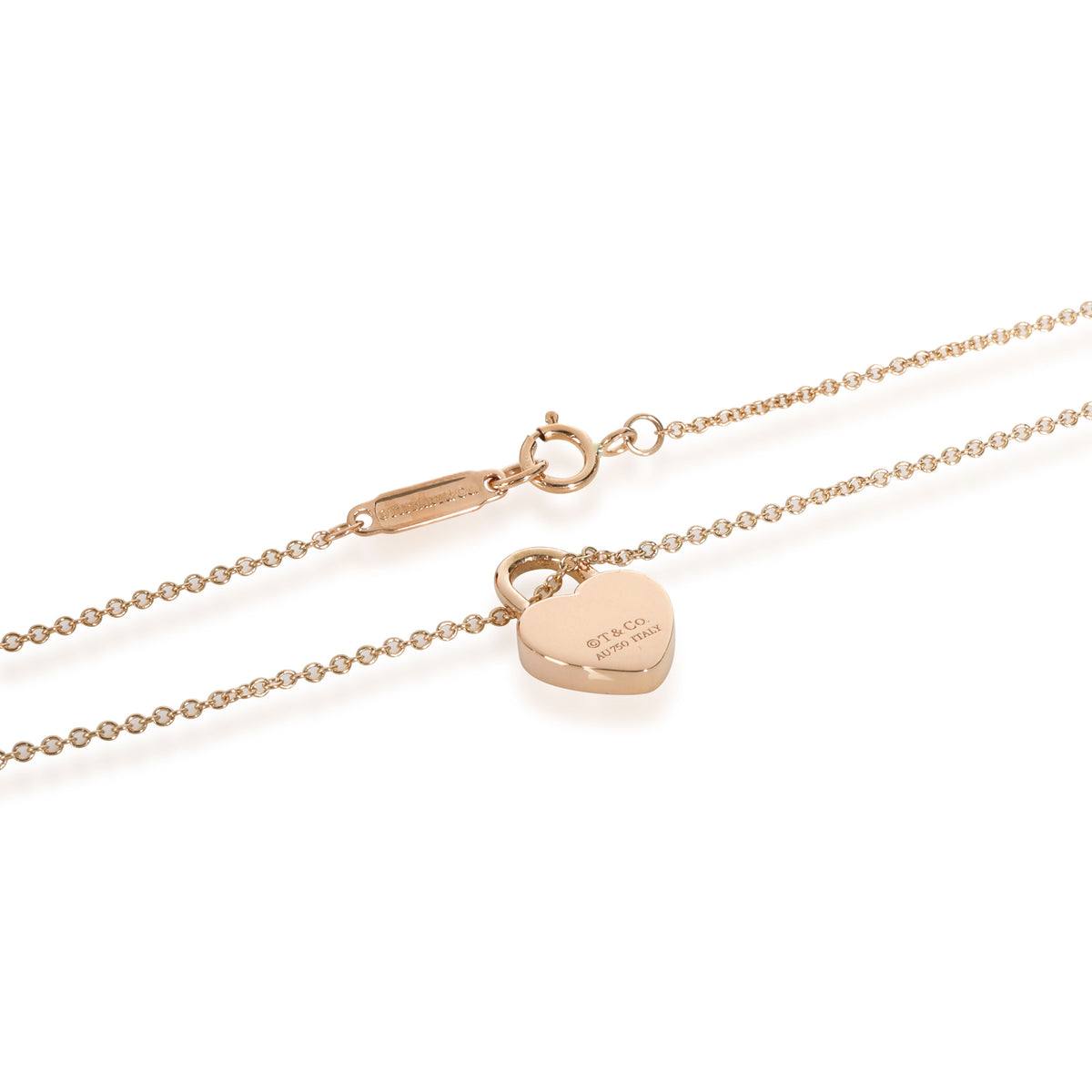 Tiffany & Co. Mini Heart Lock Necklace 16" 18K Rose Gold Auth  w/Bag #2324