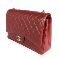 Chanel Burgundy Quilted Caviar Maxi Classic Double Flap Bag