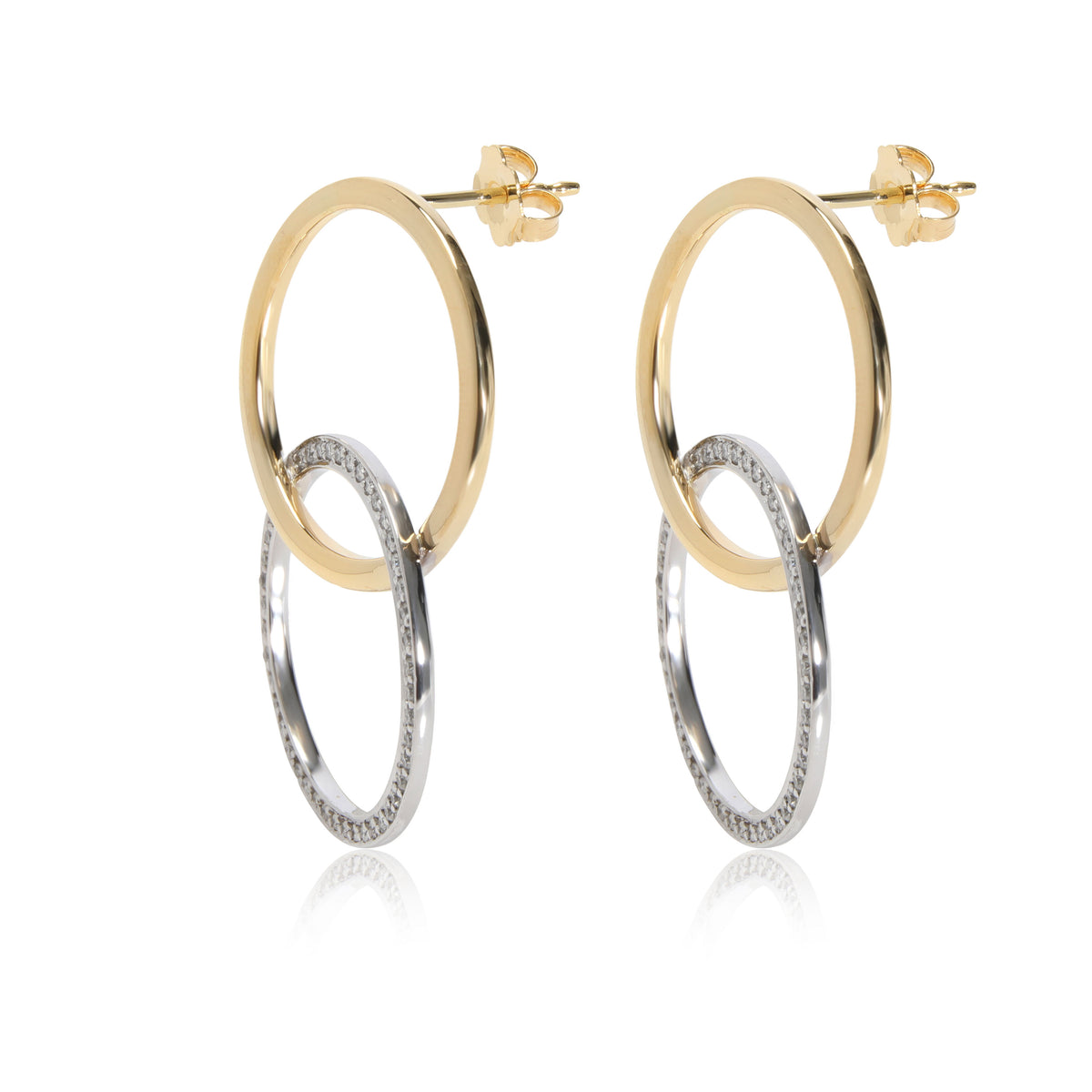 Diamond Interlocking Earrings in 18K 2 Tone Gold 0.90 CTW
