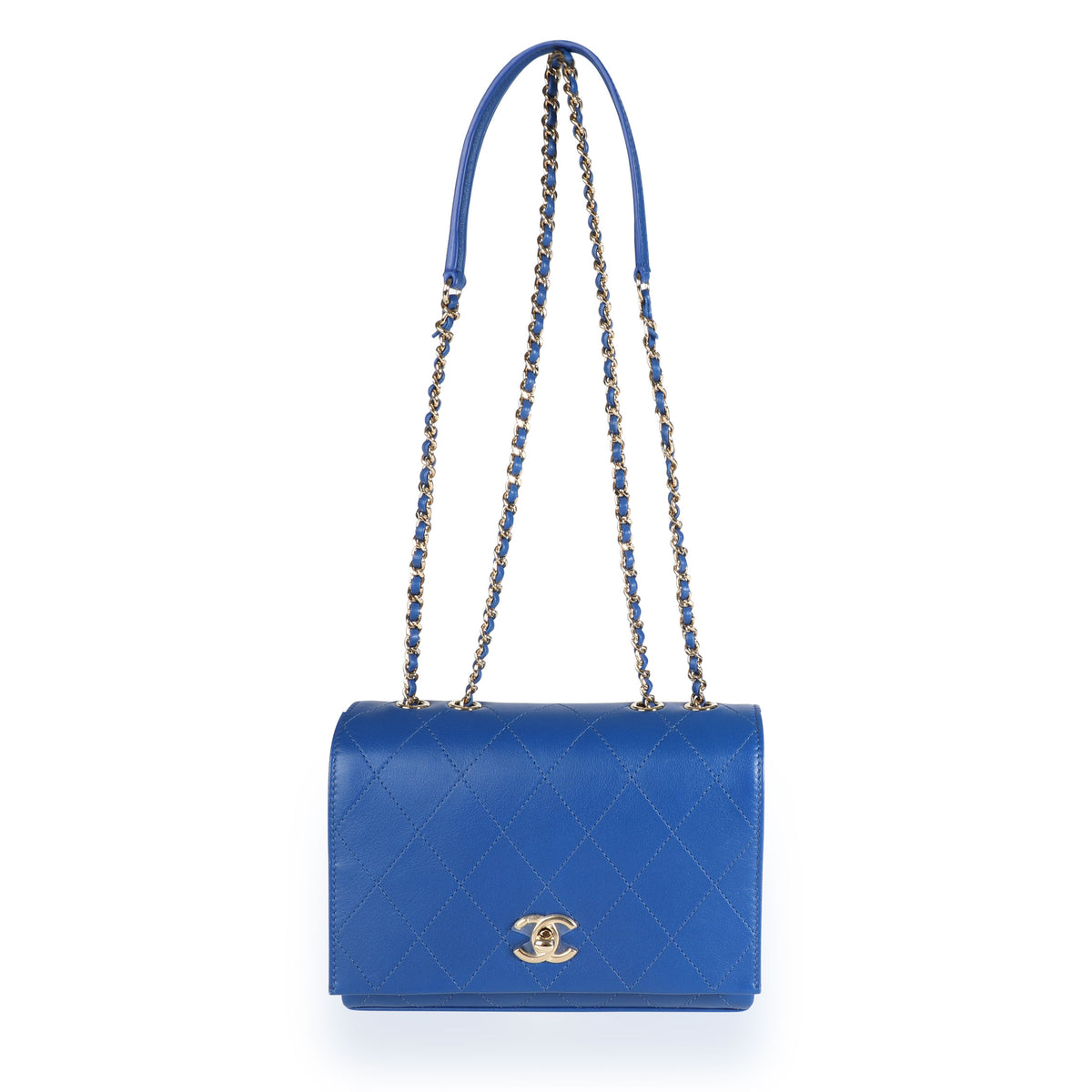 Chanel Blue Diamond Stitch Leather Crossbody Bag, myGemma