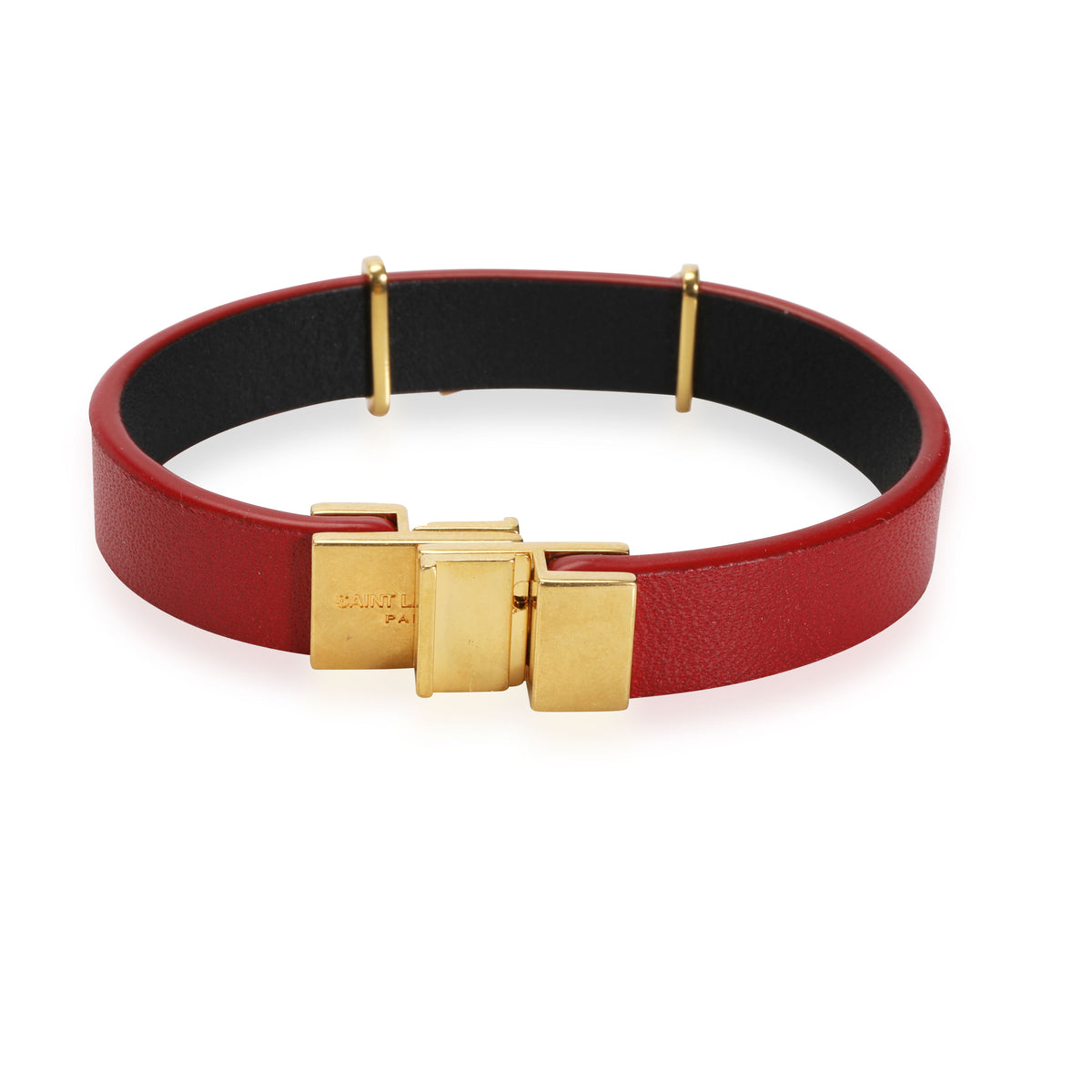 Saint Laurent Opyum Red Leather Bracelet