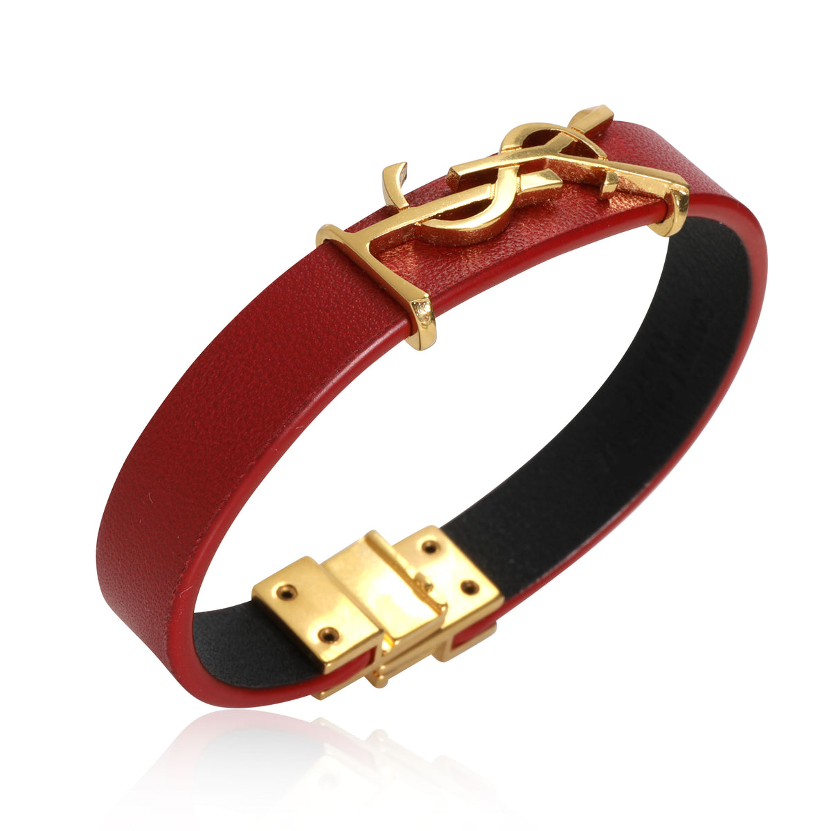 Saint Laurent Opyum Red Leather Bracelet