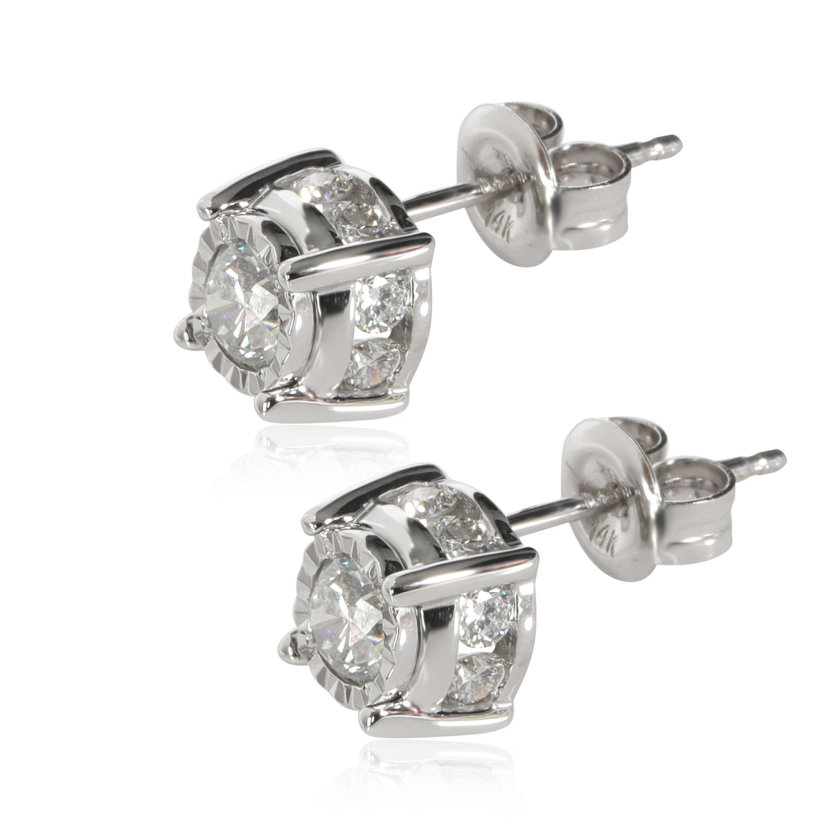 Diamond Stud Earrings in 14K White Gold 0.95 CTW