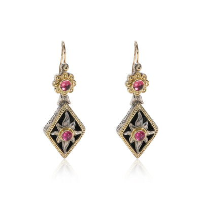 Konstantino Tourmaline Fashion Earring in 18K Yellow Gold/Sterling Silver