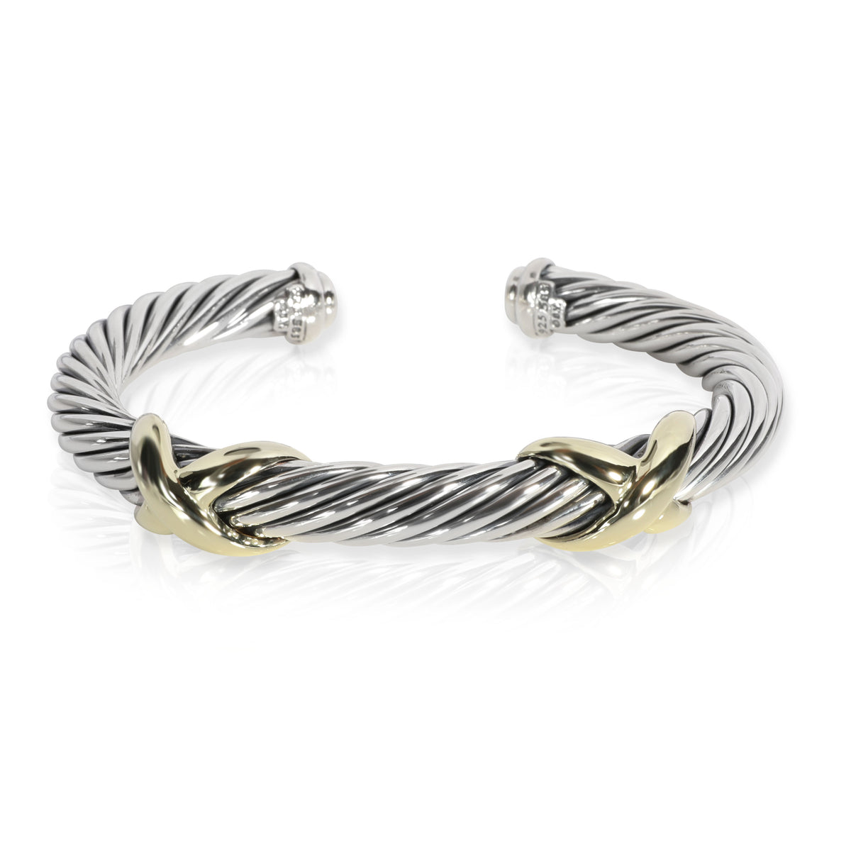 David Yurman Cable X Bangle in 14K Yellow Gold/Sterling Silver