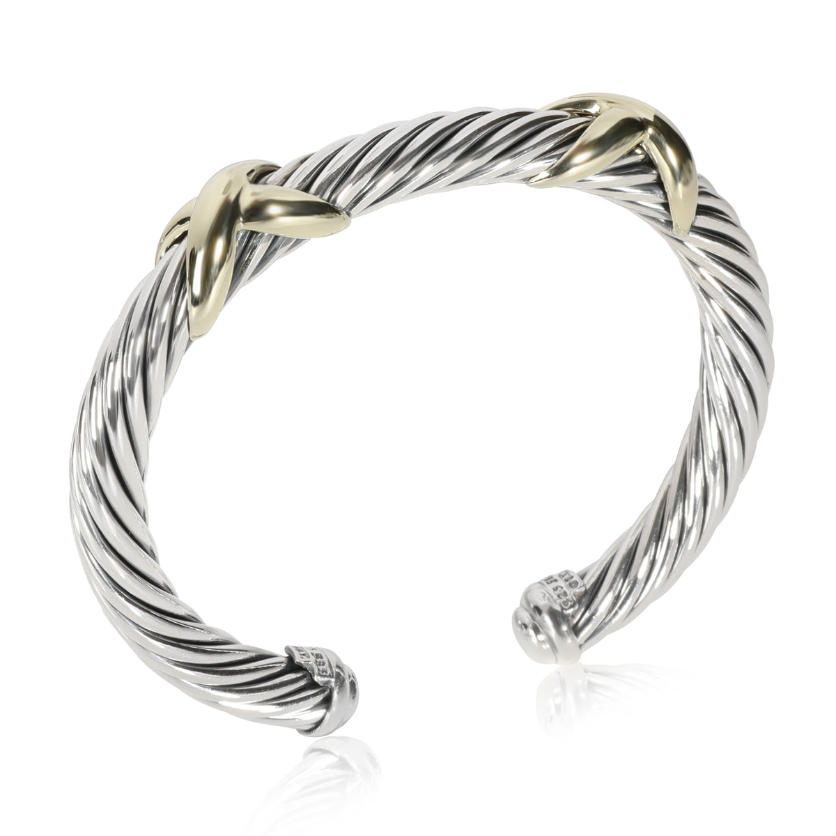 David Yurman Cable X Bangle in 14K Yellow Gold/Sterling Silver