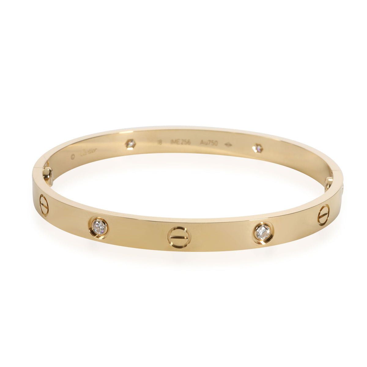 Cartier 4 Diamond Love Bracelet in 18K Yellow Gold 0.42 CTW