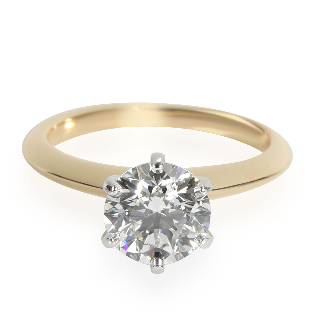 Tiffany Diamond Engagement Ring in 18K Yellow Gold/Platinum