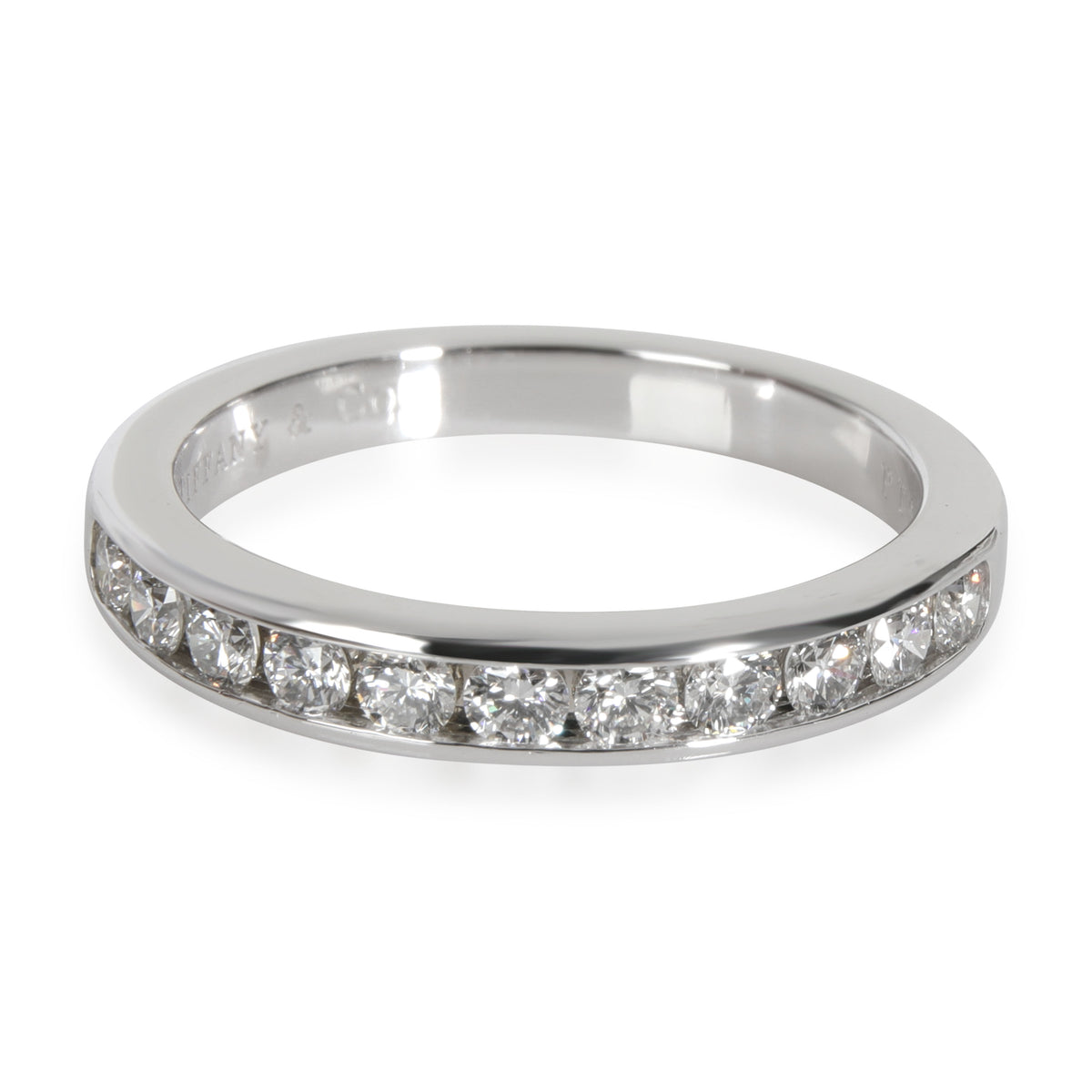 Tiffany & Co. 3 mm Channel Set Diamond Wedding Band in Platinum 0.33 Ctw