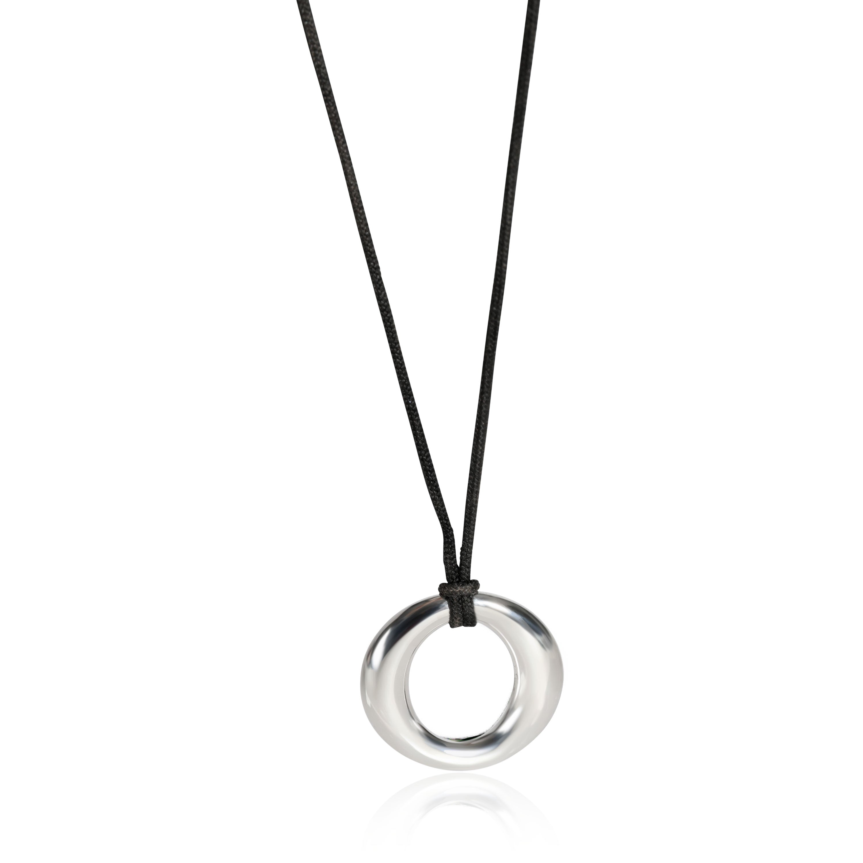 Sterling Silver circle pendant on multi-strand black cotton cord