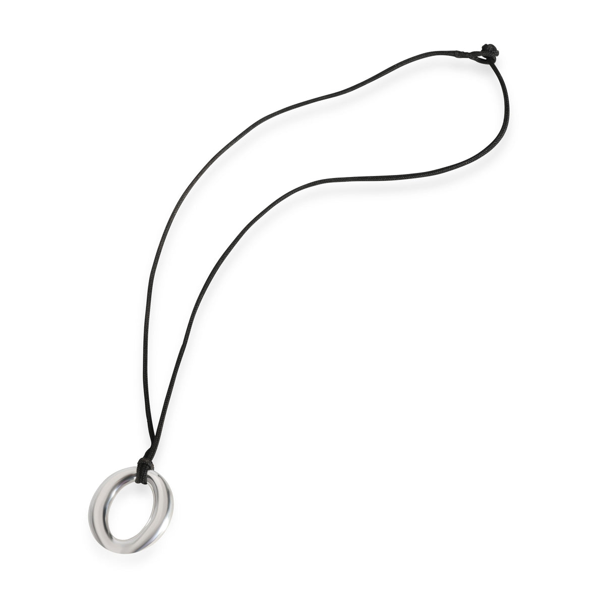 NEW Glass Circle Pendant & Black String Necklace 17.75 - Sterling Silver  Talana