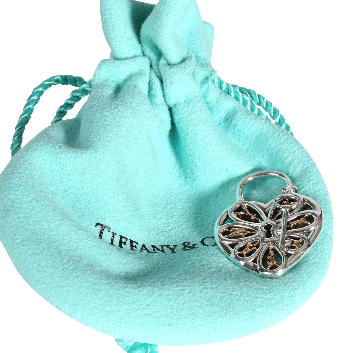 Tiffany & Co. Filigree Heart Lock Pendant in 18K Pink Gold/Sterling Silver