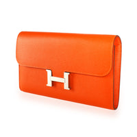 Hermès Orange Epsom Constance Long Wallet PHW