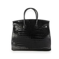 NIB Hermès Black Shiny Porosus Crocodile Birkin 35 GHW