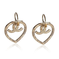 Chanel Strass Crystal Heart Shape Drop Earrings