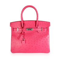 Hermès Rose Tyrien Ostrich Birkin 30 PHW