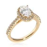 Ritani Halo Oval Diamond Engagement Ring in 18K Yellow Gold GIA D IF 1.55 CTW