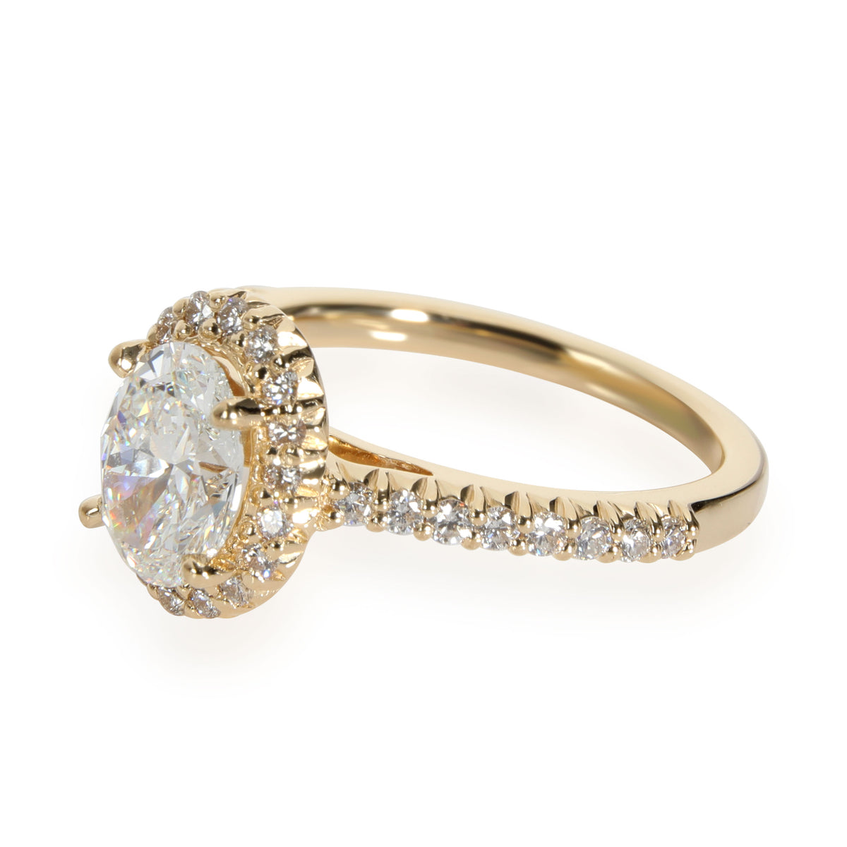 Ritani Halo Oval Diamond Engagement Ring in 18K Yellow Gold GIA D IF 1.55 CTW