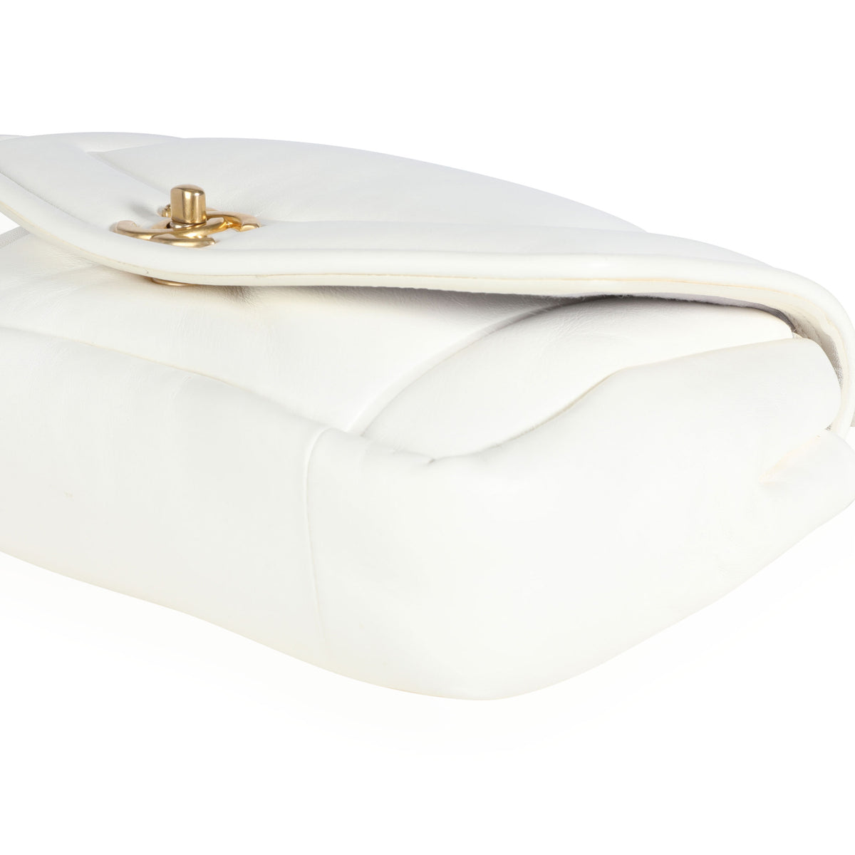 Chanel White Lambskin Vintage Puffy Flap Bag