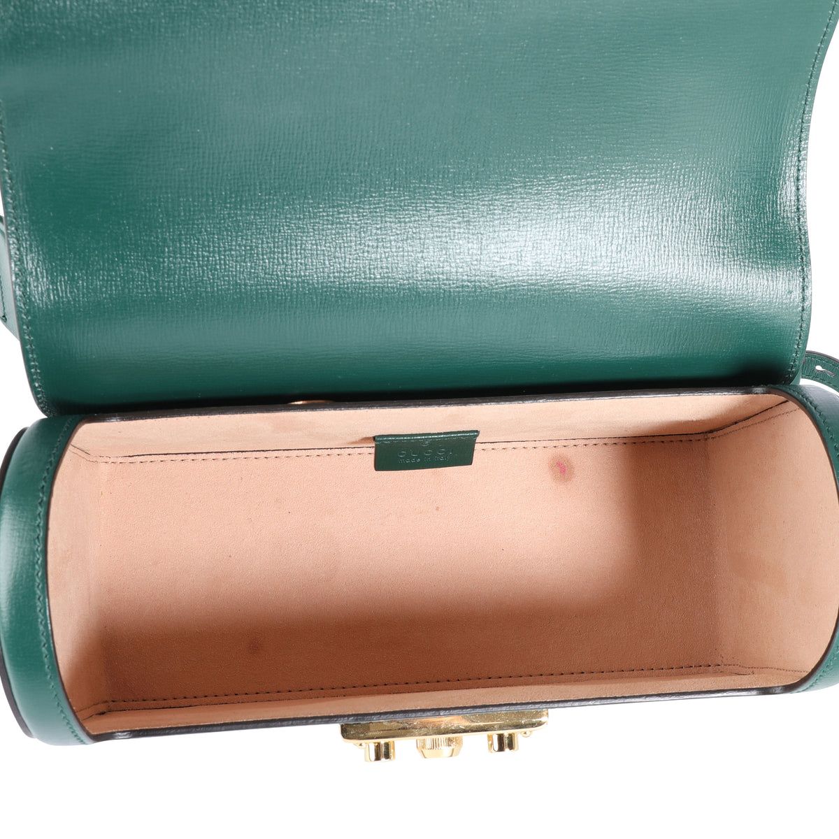 Gucci Green Leather Padlock Bamboo Small Shoulder Bag