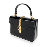 Gucci Black Patent Leather Sylvie 1969 Mini Top Handle Bag