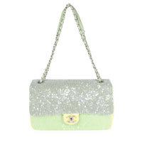 Chanel Green & Yellow Sequin Large Waterfall Flap Bag