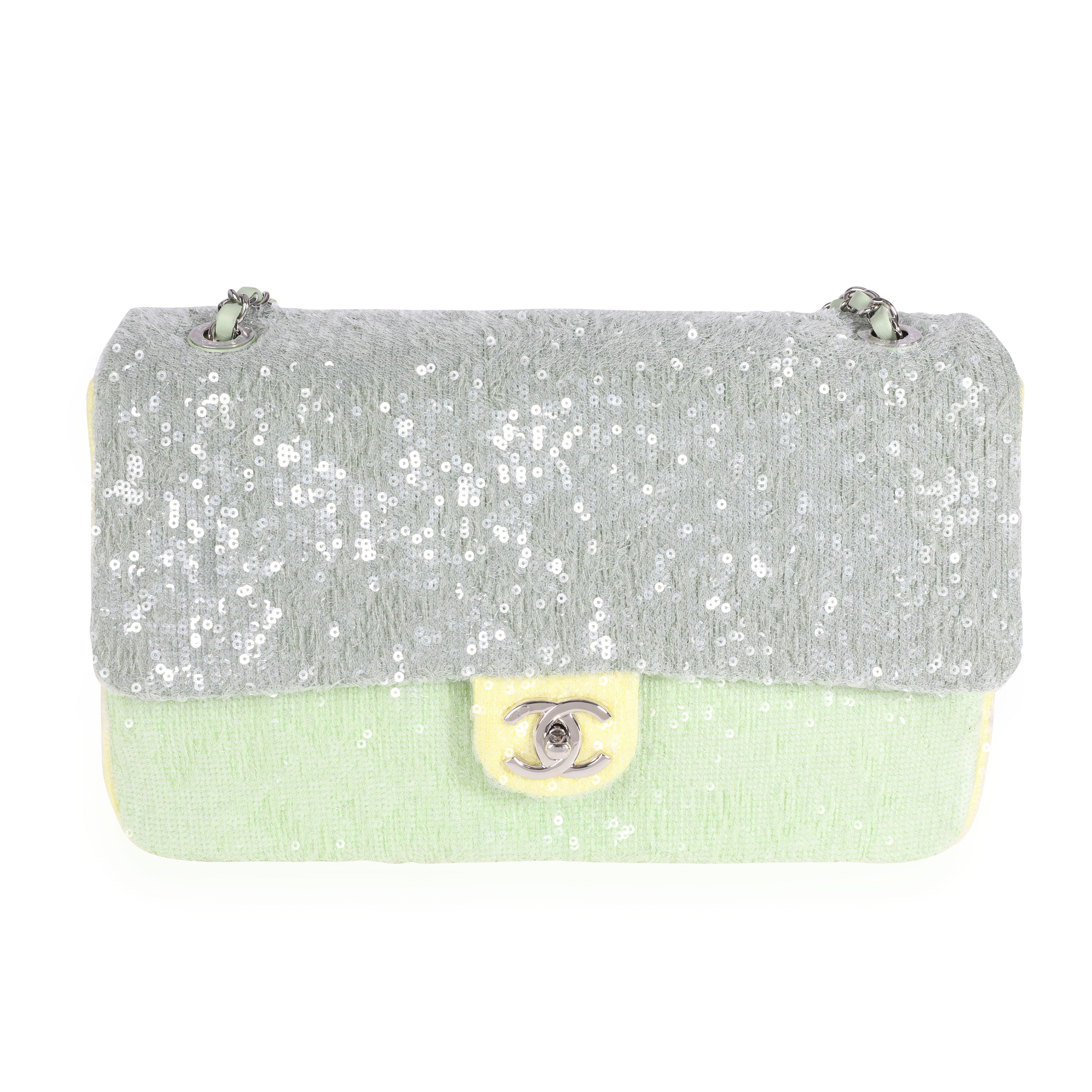 Chanel sequin Mini Flap 2018 Collection Yellow Light green Cloth