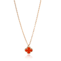 Van Cleef & Arpels Sweet Alhambra Carnelian Necklace in 18K Rose Gold