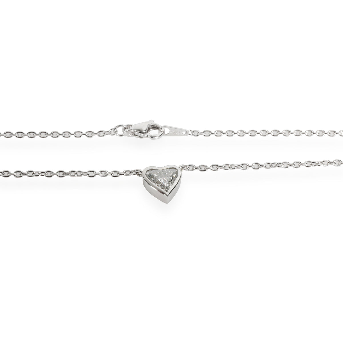 Bezel Set Diamond Station Heart Necklace in Platinum H-I I1 1.65 CTW