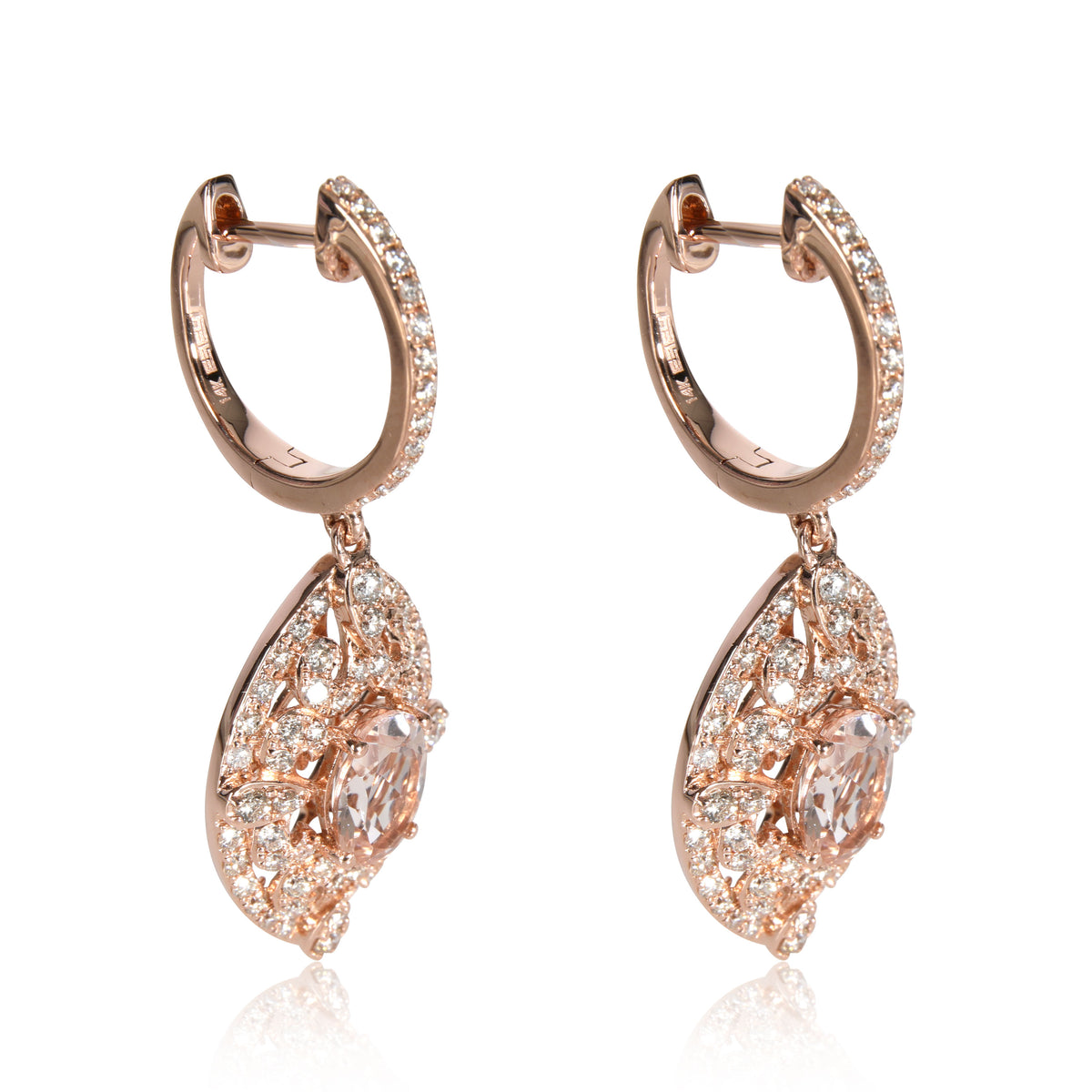 Effy Morganite Diamond Drop Earring in 14K Rose Gold 0.75 CTW