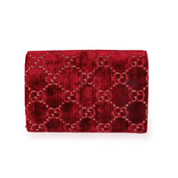 Gucci Red Cipria GG Monogram Velvet Dionysus Mini Chain Wallet