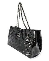 Chanel Black Quilted Patent Leather Shopping Tote