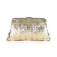 Chanel Gold & Silver Crackled Calfskin CC Mix Frame Clutch