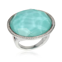 Ippolita Rock Candy Turquoise Diamond Lollipop  Ring in Sterling Silver 0.23 CTW