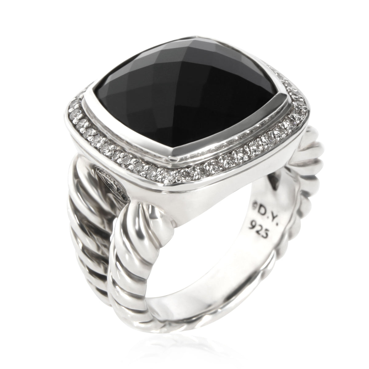 David Yurman Albion Onyx Diamond Fashion Ring in  Sterling Silver Black 0.3 CTW