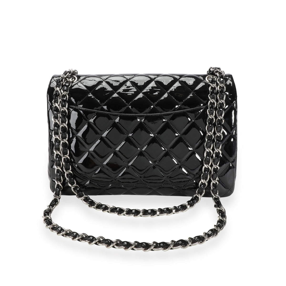 Chanel Black Quilted Patent Leather Jumbo Classic Double Flap Bag, myGemma