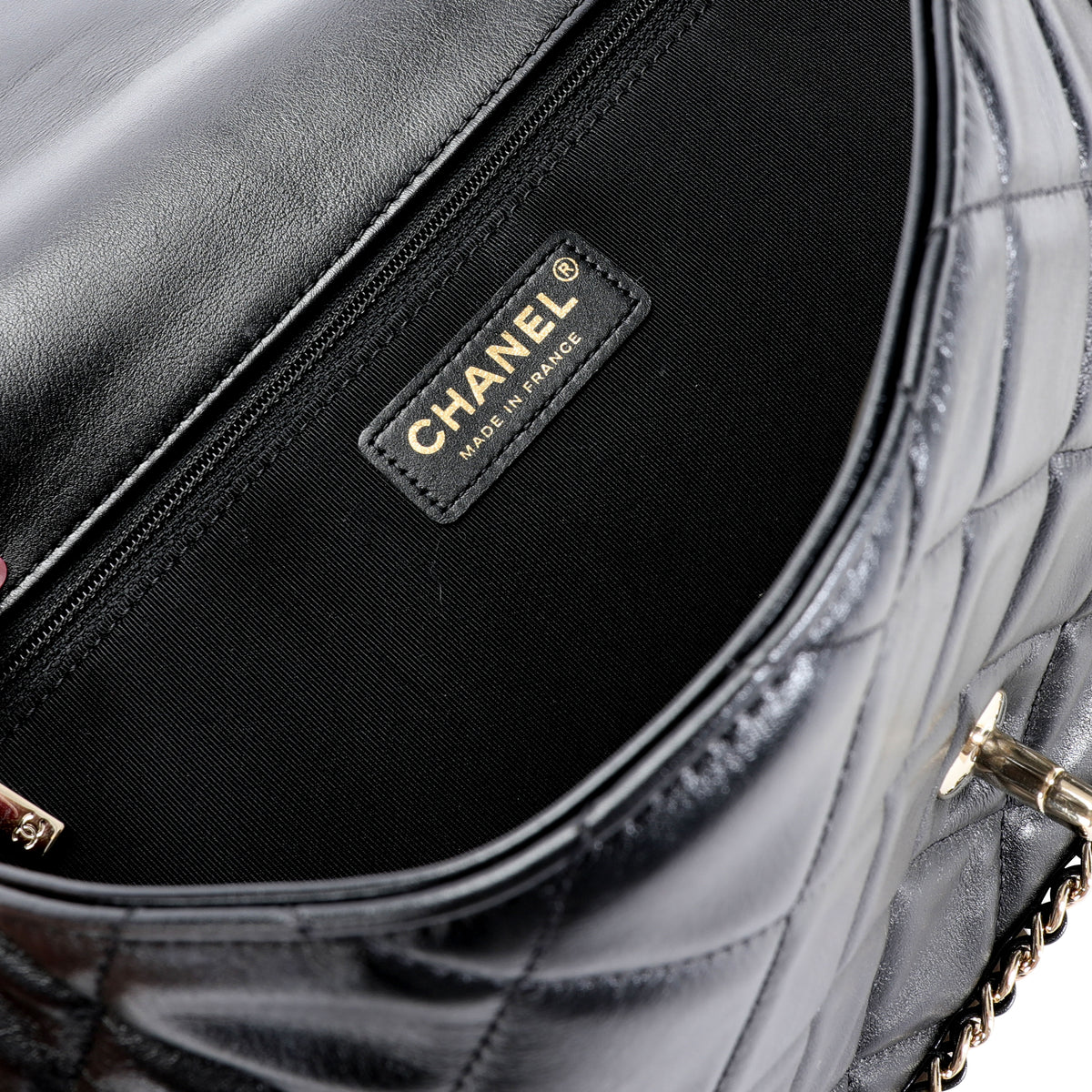 CHANEL Full Flap Chain Shoulder Bag Clutch Black Quilted Lambskin j16 –  hannari-shop