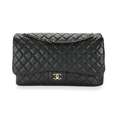 Chanel Airlines Black Quilted Lambskin XXL Single Flap Bag