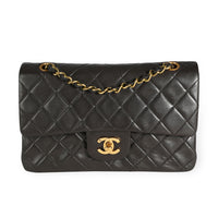 Chanel Vintage Black Lambskin Quilted Small Classic Double Flap Bag
