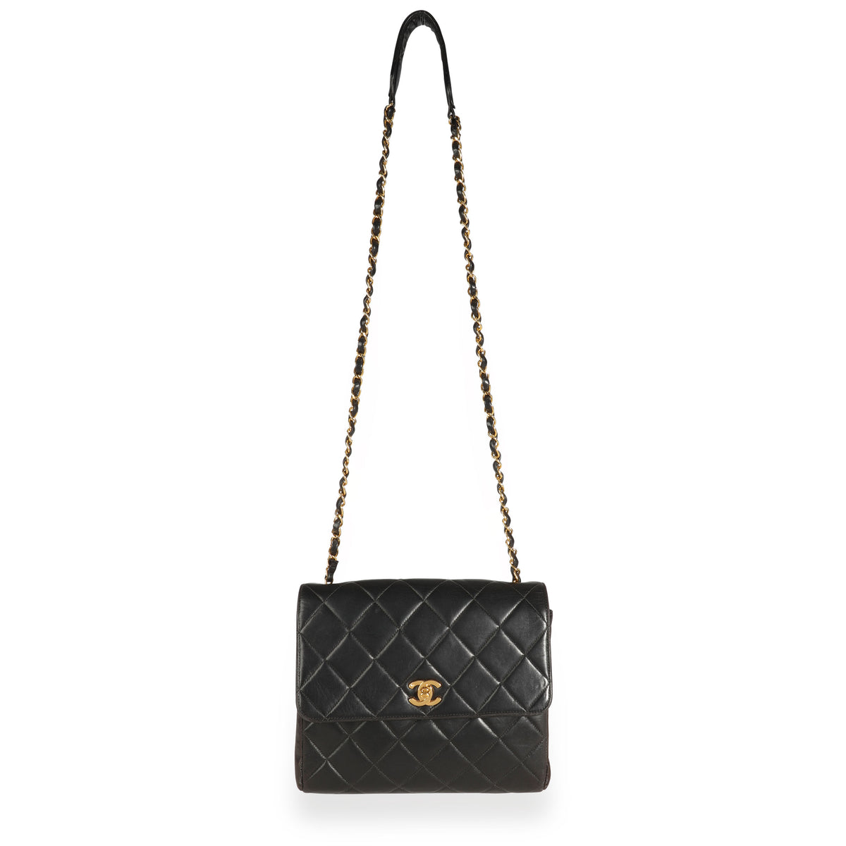 Chanel Vintage Black Quilted Lambskin Crossbody Flap Bag