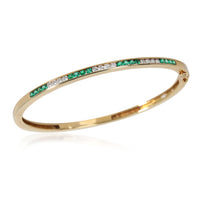 Tiffany & Co. Vintage Emerald Diamond Bangle in 18K Yellow Gold 0.53 CTW