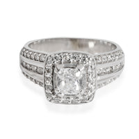 Cushion Diamond Engagement Ring in 14K White Gold E-F SI1-SI2 0.98 CTW