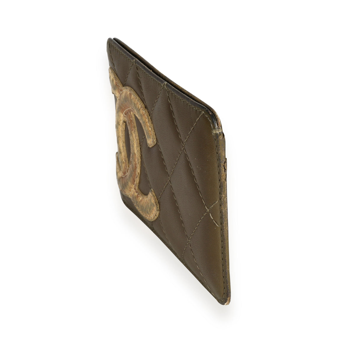Chanel Olive Green Leather & Python Ligne Cambon Card Holder