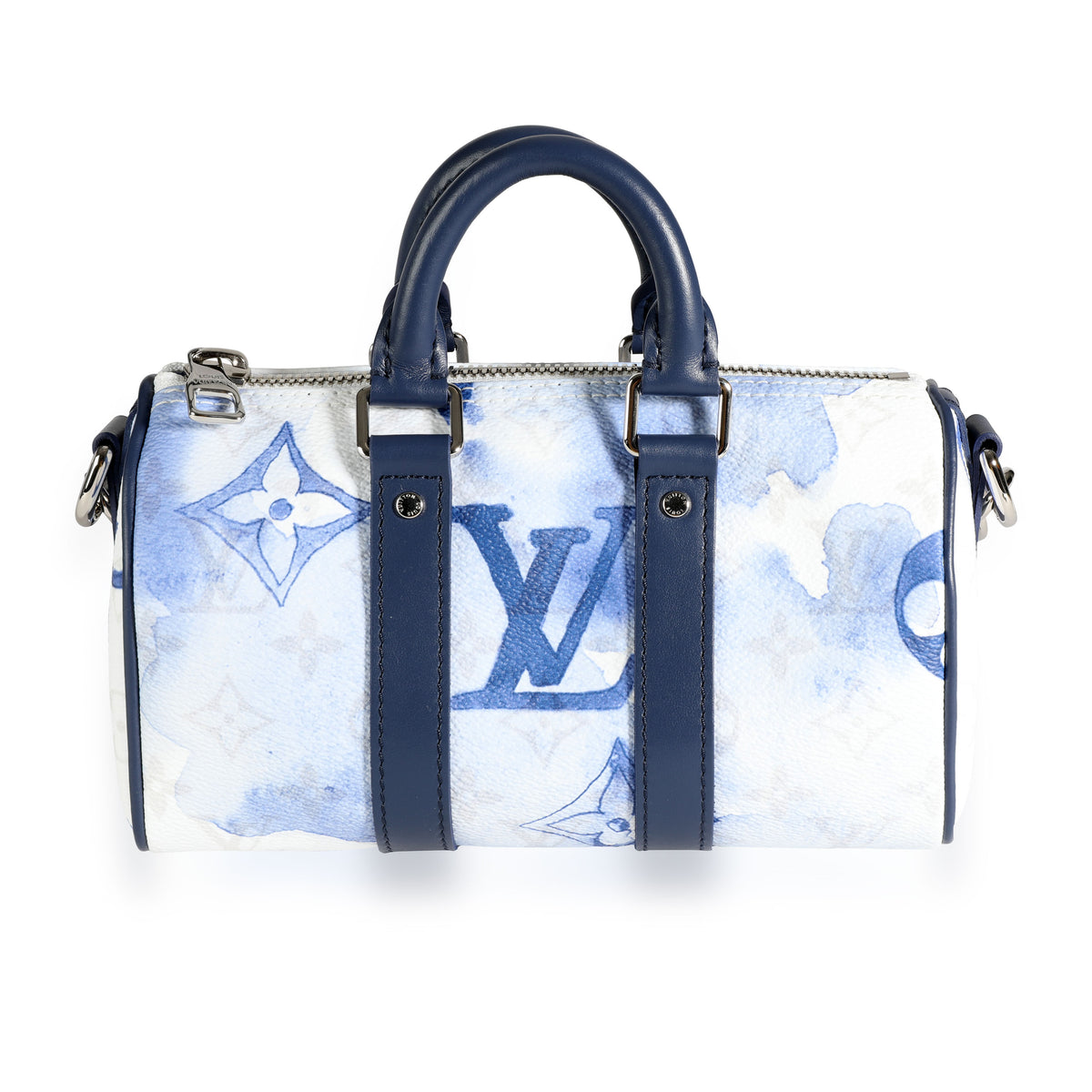 Louis Vuitton Blue Monogram Watercolor Keepall XS White Leather