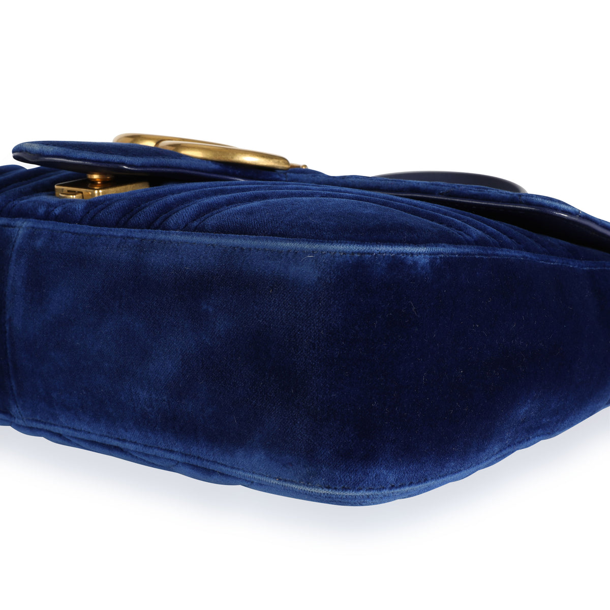 Gucci Royal Blue Matelassé Velvet GG Marmont Medium Shoulder Bag