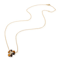 Tiger eye Diamond Flower Necklace in 18K Yellow Gold 0.02 CTW