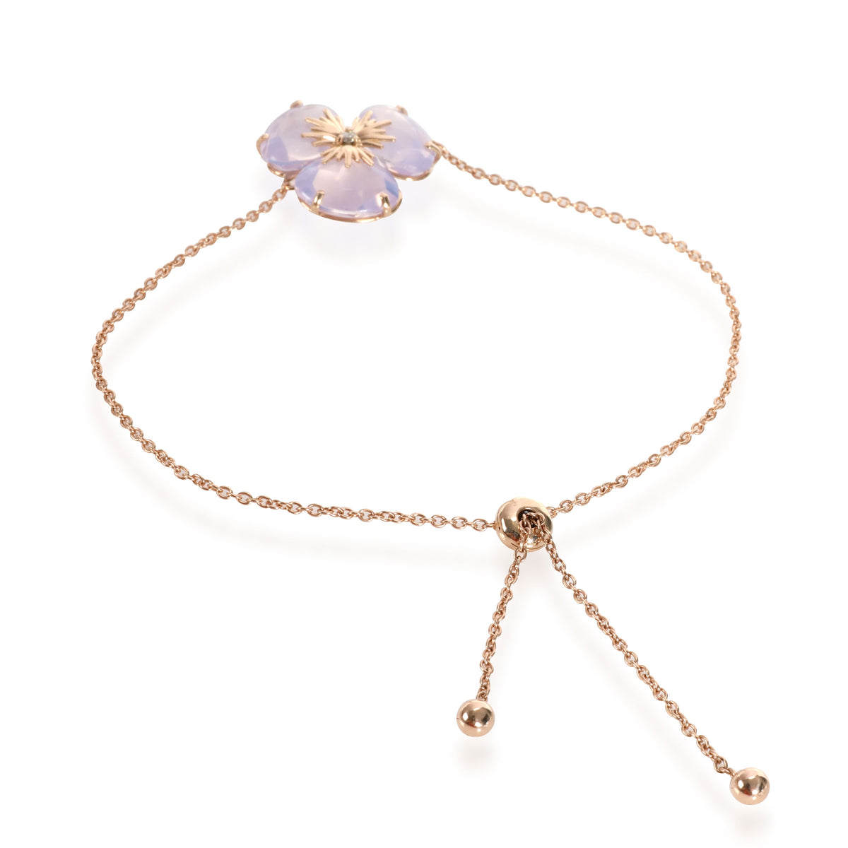 Lilac Opal Amethyst & Diamond Flower Bracelet in 18K Rose Gold 0.02 CTW