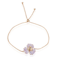 Lilac Opal Amethyst & Diamond Flower Bracelet in 18K Rose Gold 0.02 CTW