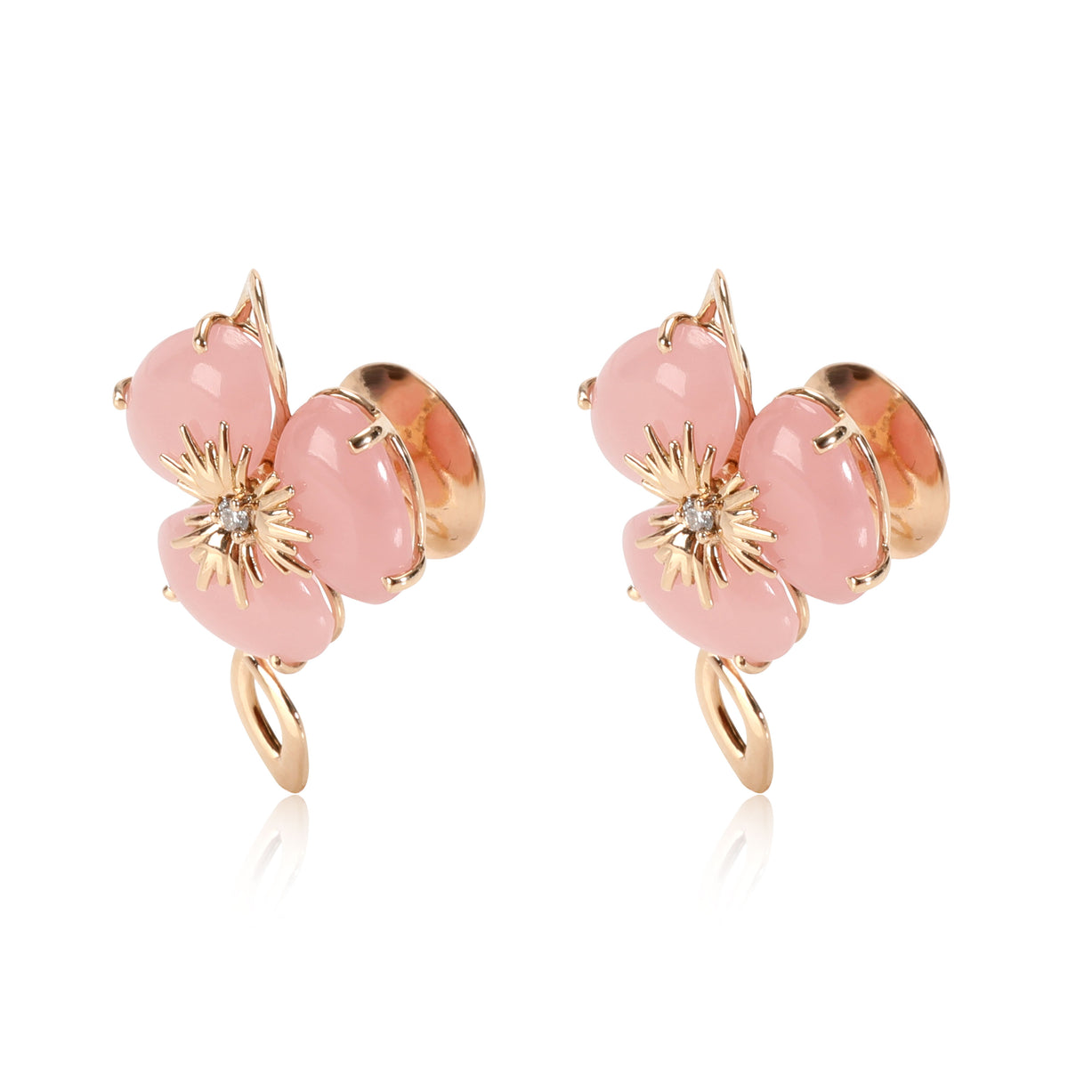Vianna Brasil Malva Quartz & Diamond Flower Earrings in 18K Rose Gold