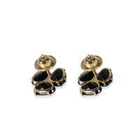 Black Quartz & Diamond Flower Earring in 18K Yellow Gold 0.03 CTW